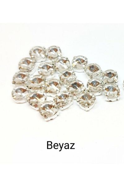 yiğit aksesuar 8 Mm Case Planted Glass Stone White 50 Pieces