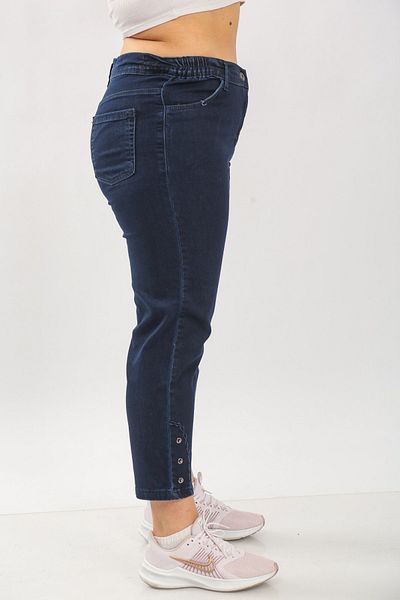 BİrHoşButik Plus Size Jeans with Drop Legs and Embroidery Detail