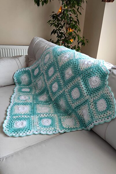 nftart.design Turkuaz - El Örgüsü Bebek&çocuk Battaniyesi