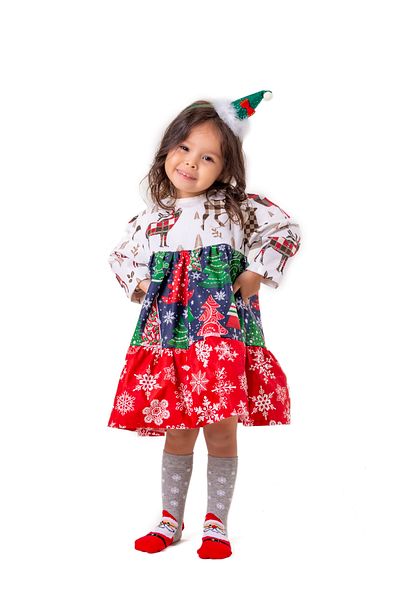 HEPSİMİNNAK Girl's Gypsy Skirt Christmas Dress Crown New Year's Red Party Christmas