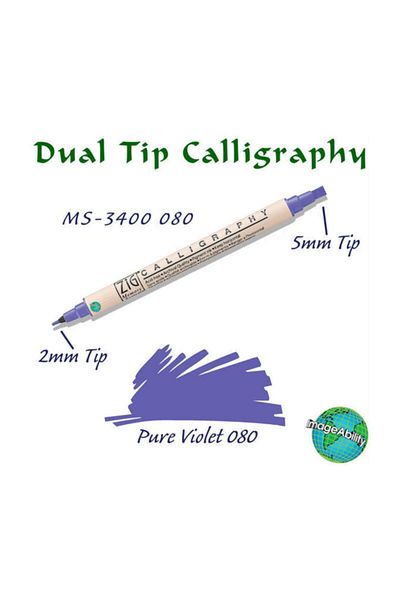 Zig Calligraphy Double Ended Calligraphy Pen 2 mm + 5 mm 080 Pure Violet