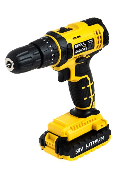 STAXX POWER Samsung Çift Batarya Metal Dişli Darbeli Şarjlı Matkap Vidalama Set 58 V 8 Ah 24 Parça Usta Seti