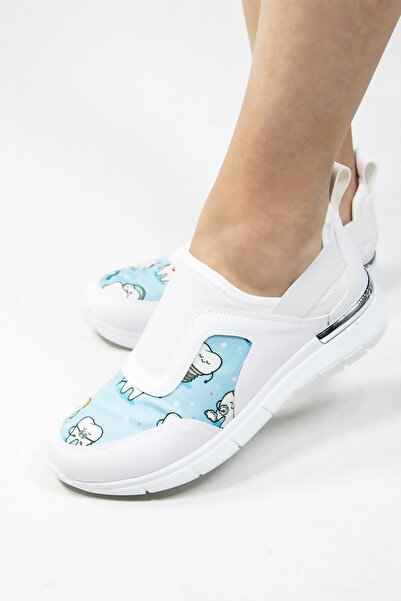 Nur Ortopedi Stretch Ορθοπεδικά Αθλητικά Παπούτσια με Μπλε Οδοντικό Σχέδιο κα...