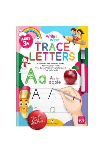 MK Publications Preschool English Alphabet Write - Erase Activity Book + Pen with Gift