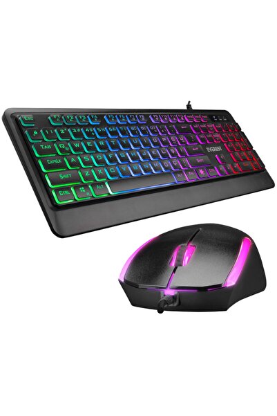 Everest Q Trk Km-r59 Forza Plus Siyah Usb Rainbow Backlight Q Klavye + Mouse Set