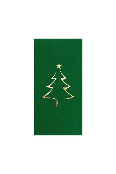 Story 33x33 Cm Altın Varak Yılbaşı Çam Ağacı Desenli 16'lı Yeşil Renkli Kağıt Peçete