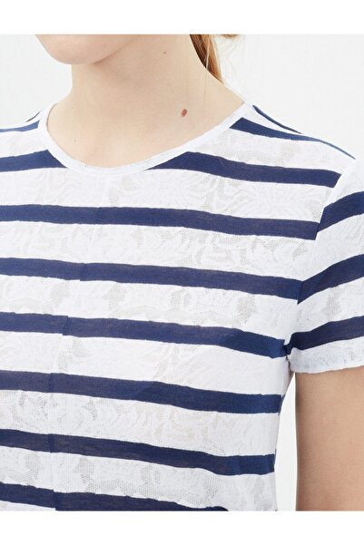 Koton Dámské tmavě modré pruhované tričko 7YAL16559IK