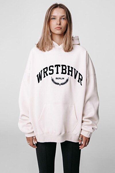 Benisengiydir Hanorac alb cu glugă Wrstbhvr pentru femei