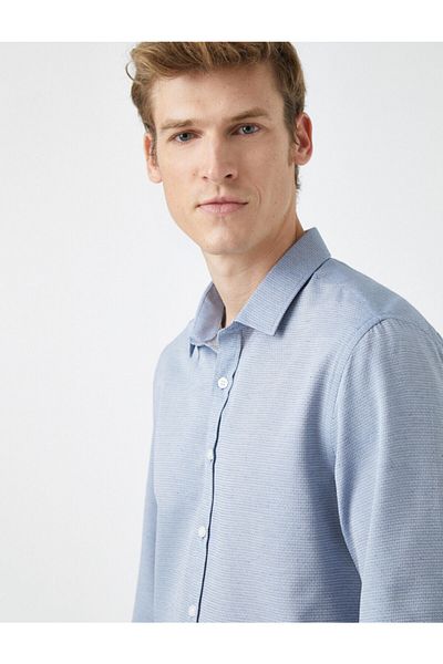 Koton Pánská modrá klasická košile s dlouhým rukávem
