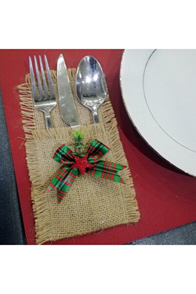 Lora Davet Suport pentru tacâmuri din pânză de iută de Anul Nou (2 bucăți) Na...