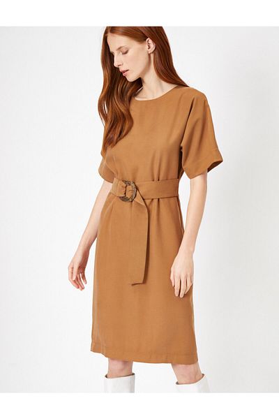 Koton Braunes Damenkleid 0KAK88905PW