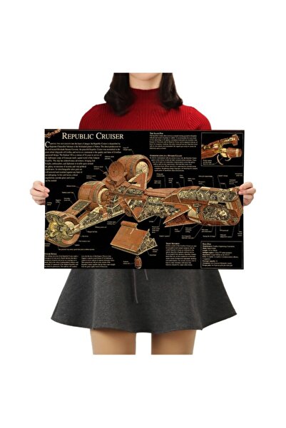 Caph Design Cumhuriyet Kruvazörü - Star Wars Gemileri Vintage Kraft Poster