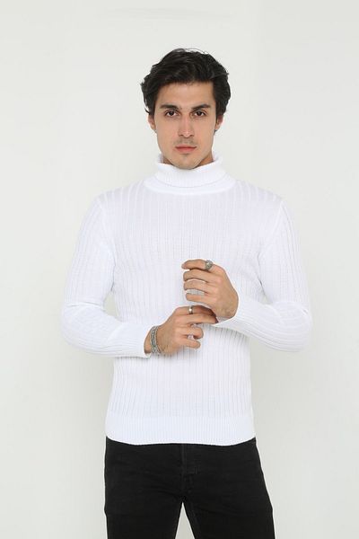 KMKkombin Men's Turtleneck Oversize Sports Oversize Turtleneck Sweater