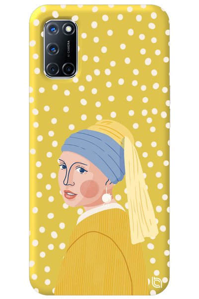WANNA PROTECT Oppo A72 Yellow Colored Pearl Earring Girl Velvet Patterned Sil...