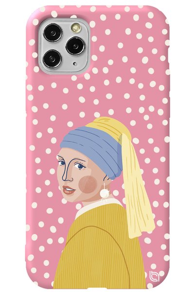 WANNA PROTECT iPhone 11 Pro Max Pink Color Pearl Earring Girl Velvet Patterne...