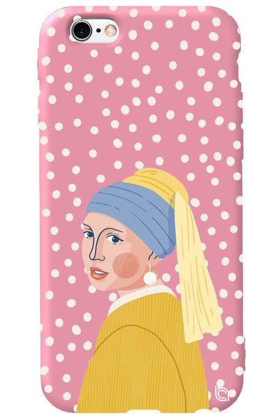 WANNA PROTECT iPhone 6 Plus Pink Colored Pearl Earring Girl Velvet Patterned ...