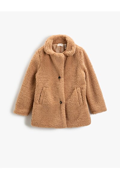 Koton Плюшено палто с джобове и яка