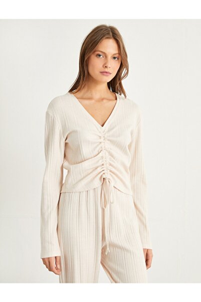 Koton Gathered V-Neck Pajama Top