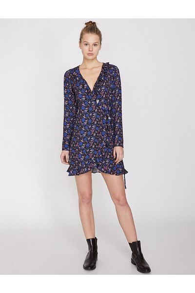 Koton Women's Navy Blue Patterned Dress 9YAL88141IW