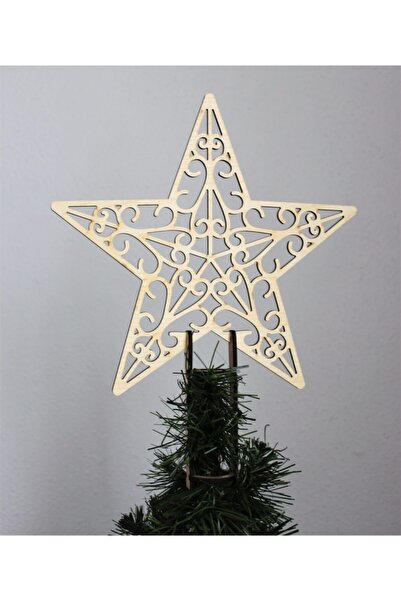 Mini Tasarım Atölyem زخرفة علوية لشجرة عيد الميلاد على شكل نجمة خشبية