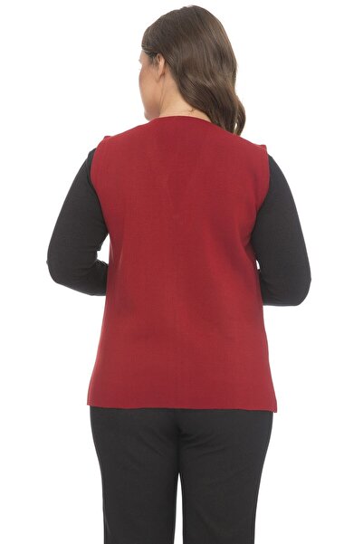 Uludağ Triko Fermuarlı Çelik Yelek Kırmızı