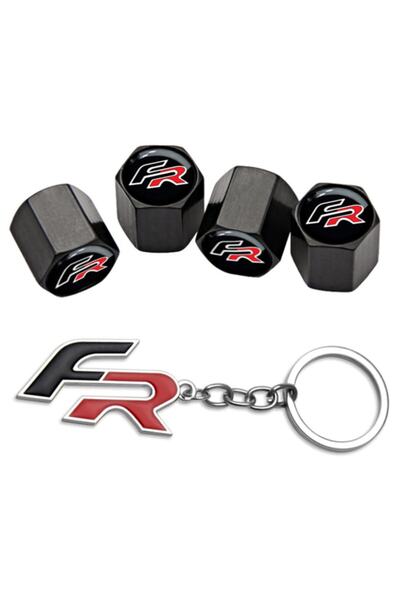 GARDENAUTO 4 قطع غطاء صمام مع شعار Seat Exeo FR - سلسلة مفاتيح من الكروم