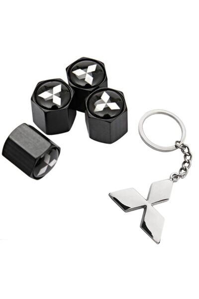 GARDENAUTO غطاء صمام ميتسوبيشي لانسر 4 قطع وسلسلة مفاتيح كروم