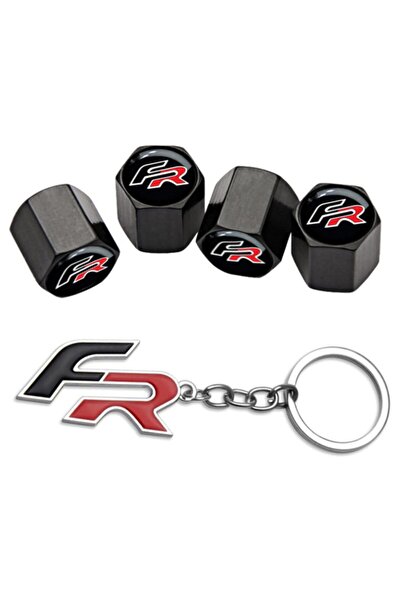 GARDENAUTO Seat Leon 1998-2005 Chrome Color Valve Cover with Fr Logo 4 Pieces and Chrome Keychain