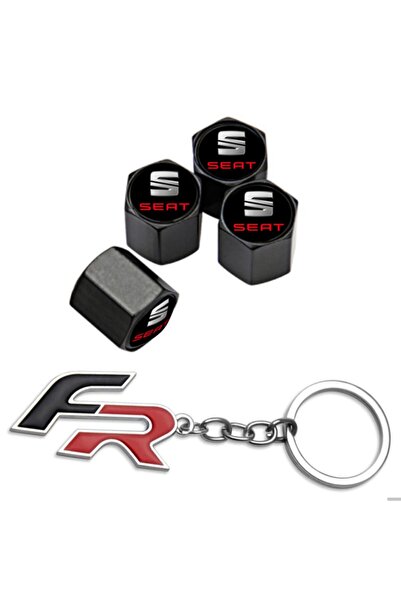 GARDENAUTO Seat Arona Valve Cover - 4 Pcs & Chrome Keychain