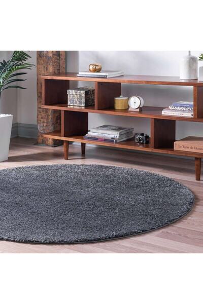 Mariesse Home Yuvarlak Antrasit Düz Renk Post Dokuma Halı