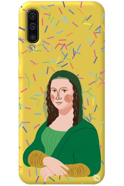 WANNA PROTECT Samsung Galaxy A70 Yellow Color Mona Lisa Velvet Patterned Sili...