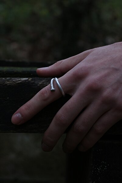 Dukkanka Çivi Model Antik Gümüş Kaplama Ayarlanabilir Yüzük