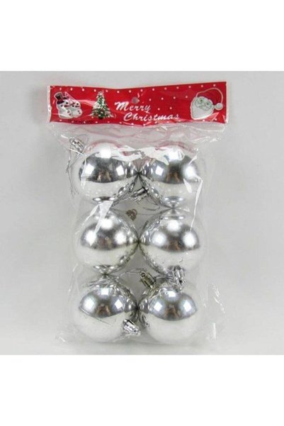 BAK BEĞEN AL Christmas Pine Tree Silver Ball 4 cm 6 Pieces