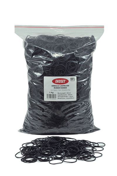 ekoset Rubber Package Packing Buckle Coin Rubber 40mm Black 1kg