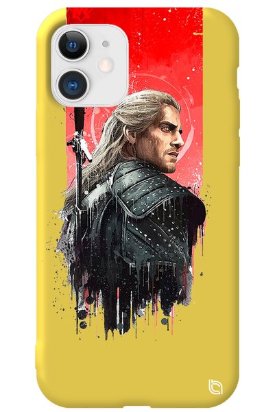 WANNA PROTECT iPhone 12 Yellow Colored the Witcher Velvet Patterned Silicone ...