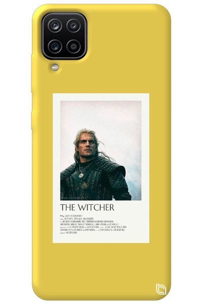 WANNA PROTECT Samsung Galaxy A12 Yellow Color the Witcher Velvet Patterned Si...
