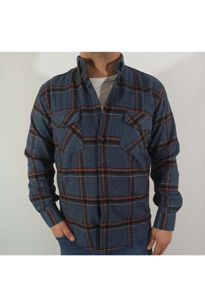 DCN Erkek Klasik Kesim Kalın Yün Oduncu Gömlek-staro788
