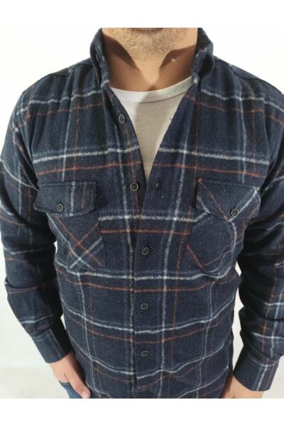 DCN Erkek Klasik Kesim Kalın Yün Oduncu Gömlek-staro788