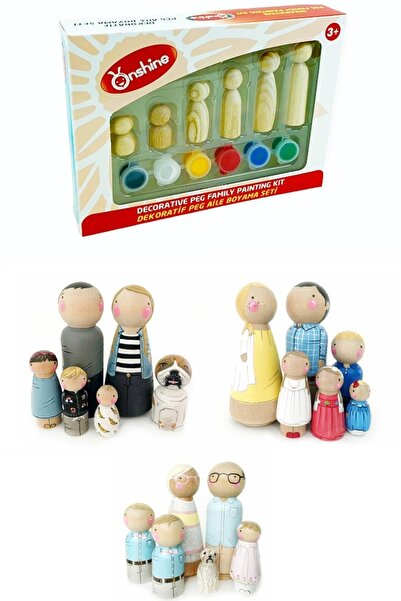 AyasEğiticiOyuncak Hobi El Sanatlarıahşap Boyama Aile Peg Boyama Seti 6' Lı