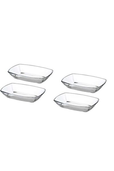 Paşabahçe Tokio Cam Sunum Tabağı - 4 Lü Cam Kahvaltılık Çerezlik