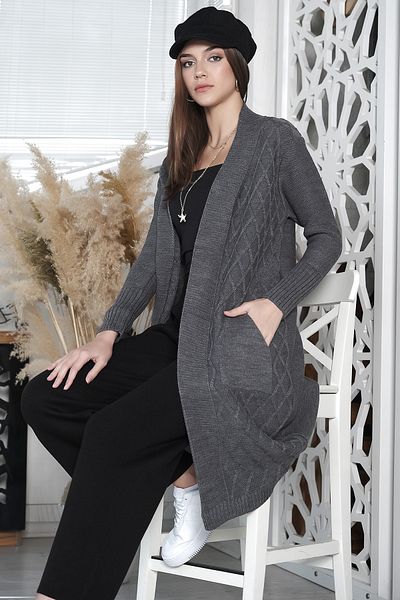 AVORWE Baklava Pattern Roof Pocket Knitwear Cardigan