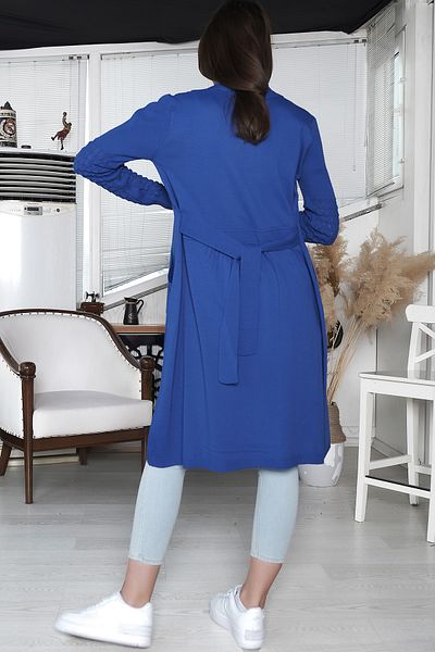 AVORWE Cardigan lung din tricot cu mâneci căzute, cu curea și buzunare