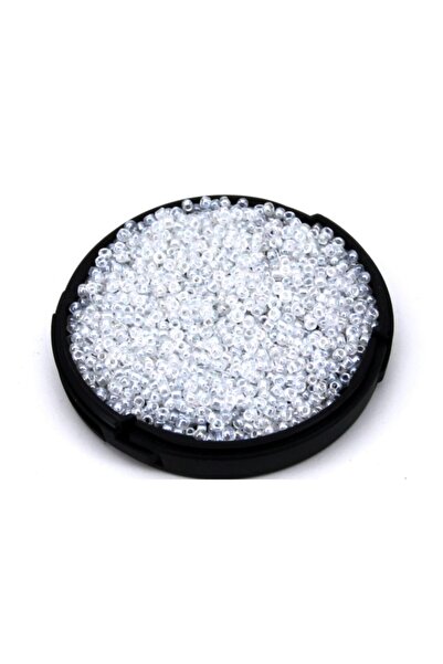 yfhobi 50 gram - Küçük Boy Kum Boncuğu, 1.5 Mm, Takı Yapım Boncuğu, Parlak Şeffaf Beyaz Renk, K56