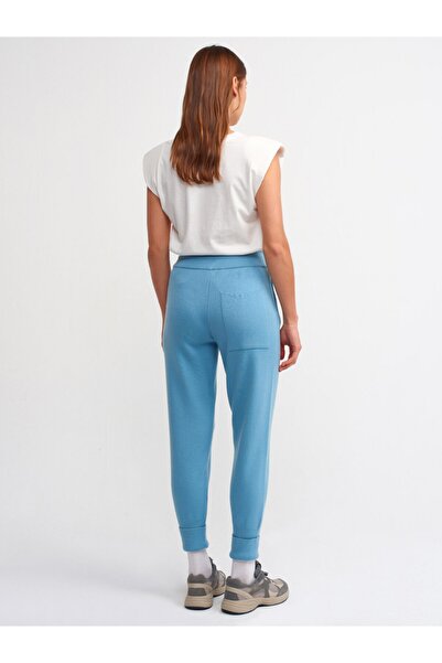 Dilvin 2561 Beli Britli Yandan Cepli Triko Pantolon-mavi