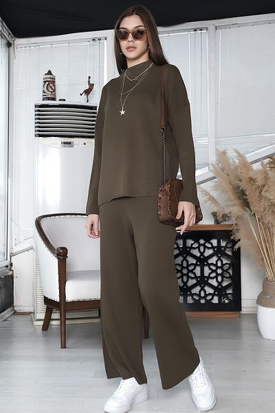 AVORWE Casual Sweater and Trousers Double Knitwear Set