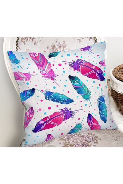 Realhomes Husă de pernă modernă cu pene colorate cu design special