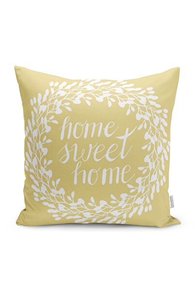 Realhomes Hardal Zeminli Home Sweet Home Motifli Yastık Kırlent Kılıfı