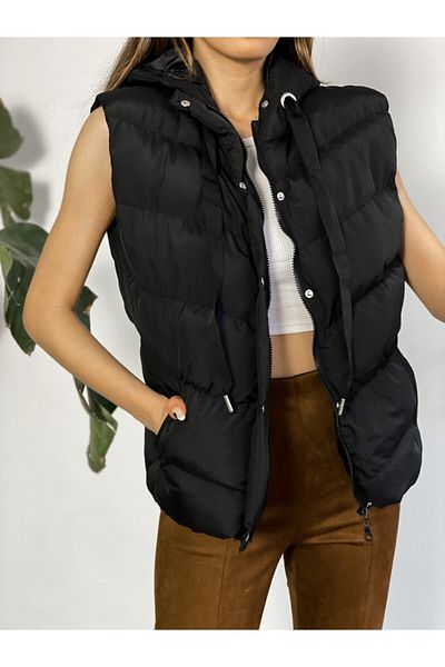 ladyzey Women's Hooded Puffer Vest with Side Pockets