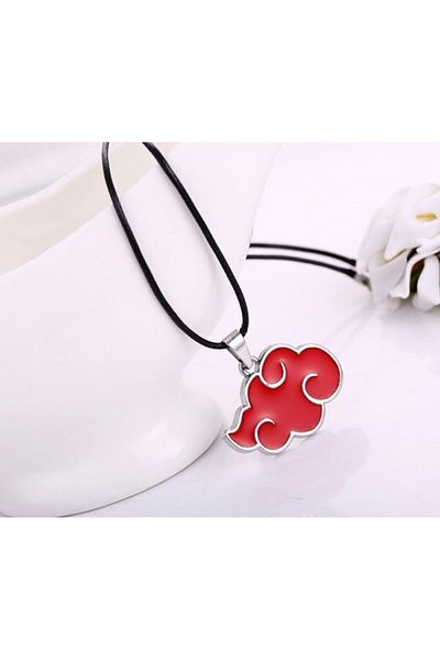 Kuzgunshop Women's Red Naruto Akatsuki Symbol Necklace