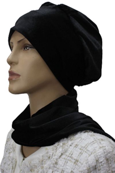 eflin Women's Hijab Clothing Bonnet Scarf Velvet Black